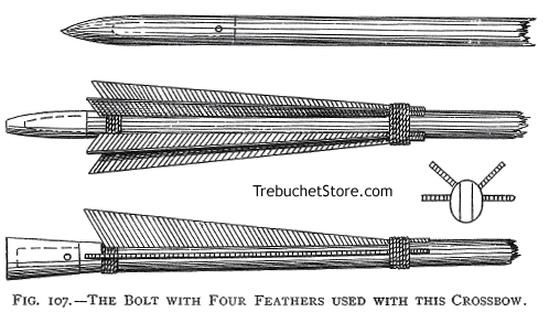 Fig 107. - The Bolt with Four Feathers Used with this Crossbow.