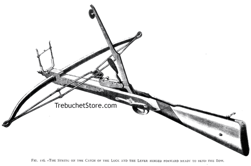 Fig. 116. - The String on the catch of the Lock and the Lever Hinged Ready to Bend the Bow.