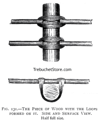 Fig. 131. - The Piece of Wood with the Loops Formed on It. Side and Surface View. Half full size.