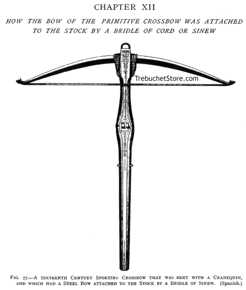 Fig.27. - A Sixteenth Century Sporting Crossbow that was Bent with a Cranequin and which had a Steel Bow Attached to the Stock by a Bridle of Sinew.