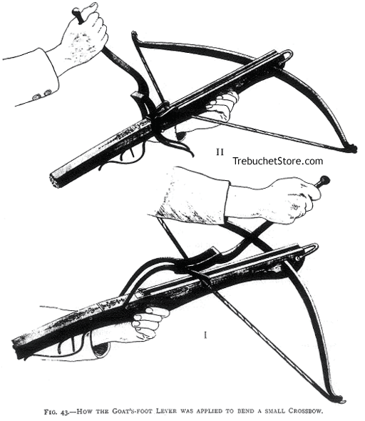 Fig. 43. - How the Goat's-Foot Lever was Applied to Bend a Small Crossbow.